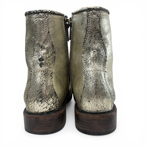 Freebird Manchester Combat Boots Women Size 8 distressed metallic Leather Silver - Picture 6 of 12